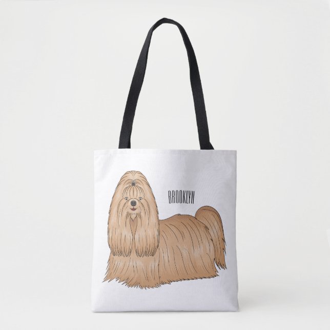 Tote Bag Chih tzu long cheveux dessin de chien (Devant)
