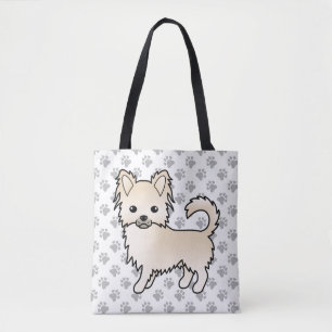 Tote Bag Chihuahua à longs poils crème Chien de dessin anim