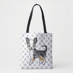 Tote Bag Chihuahua à poil lisse bleu merle chien et pattes
