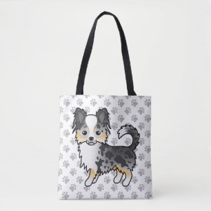 Tote Bag Chihuahua à poil long Blue Merle Chien de dessin a