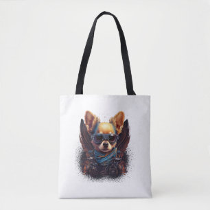 Tote Bag Chihuahua Biker Motorcyle Riding Chien Papa