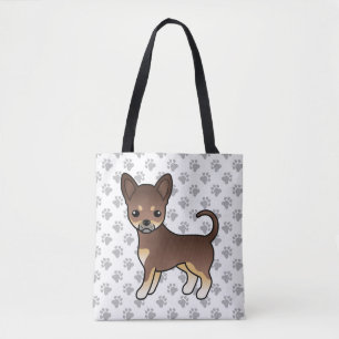 Tote Bag Chihuahua Chocolat Et Brun Clair À Poil Lisse Chie