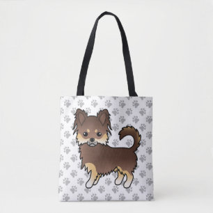 Tote Bag Chihuahua Chocolat Et Brun Clair À Poils Longs Chi