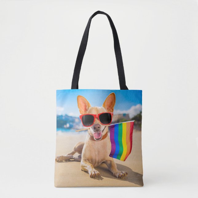 Tote Bag Chihuahua Dog à la plage (Devant)