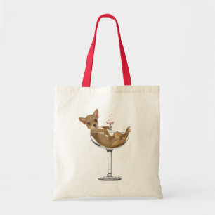 Tote Bag Chihuahua en verre de cocktail