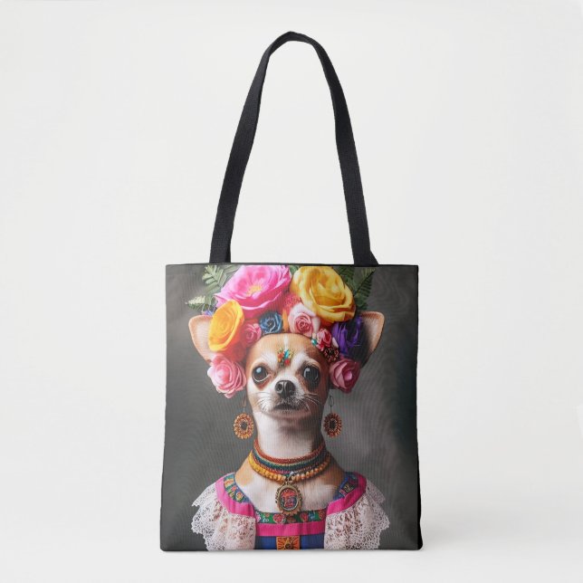 Tote Bag Chihuahua Frida Musée Kalo chef-d'oeuvre Art célèb (Devant)