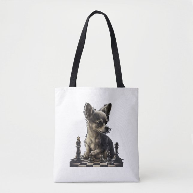 Tote Bag Chihuahua Joueuse d'échecs (Devant)