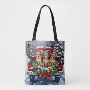 Tote Bag Chihuahua Noël Camion Rouge Fêtes