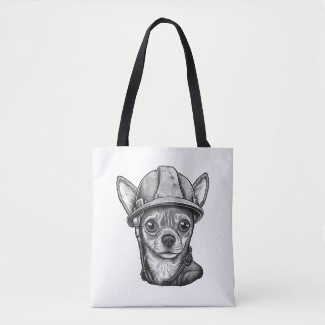 Tote Bag Chihuahua Ouvrier de construction (Devant)