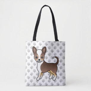 Tote Bag Chihuahua & Pattes Tricolore Chocolat à Poil Lisse