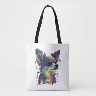 Tote Bag Chihuahua peinture Abstraite couleur mignonne chie
