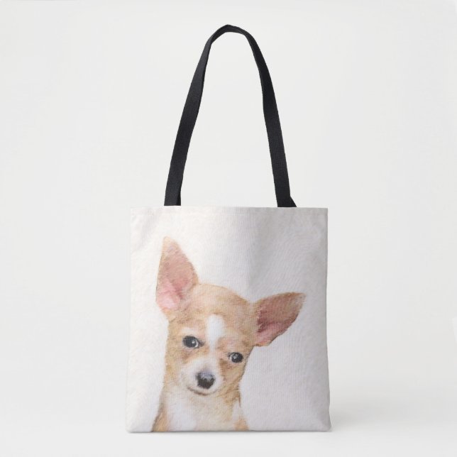Tote Bag Chihuahua Peinture - Cute Original Chien Art (Devant)