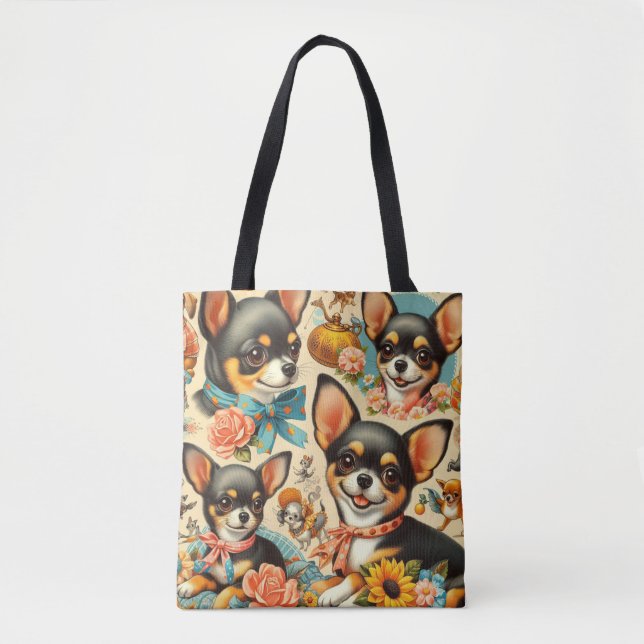 Tote Bag Chihuahua sans mer vintage (Devant)