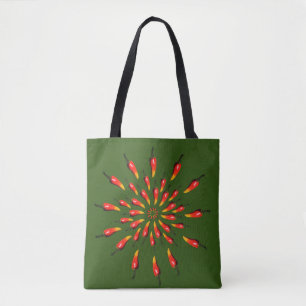 Tote Bag Chili Peppers Mandala Art