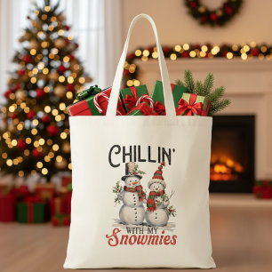 Tote Bag Chillin avec mes neiges Noël rustique