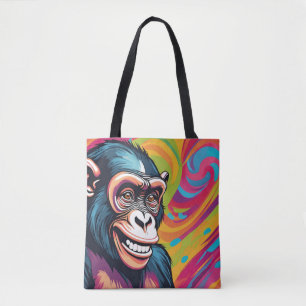 Tote Bag Chimpanzé fou mignon