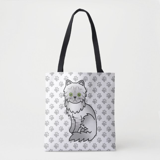 Tote Bag Chinchilla Persan Argenté Tabby Chat Mignon & Patt (Devant)