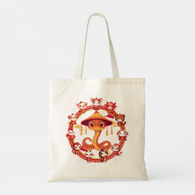 Tote Bag Chinois Lunaire Conception du serpent du Nouvel An (Dos)