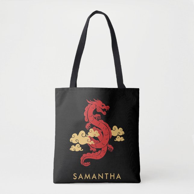 Tote Bag Chinois Lunar New Year Dragon 2024 Personnalisé (Devant)