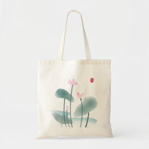 Tote Bag Chinoiserie Chinoise Lave-encre peinture Lotus Flo