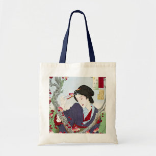 Tote Bag Chinoiserie Dame japonaise et fleur de cerisier ro