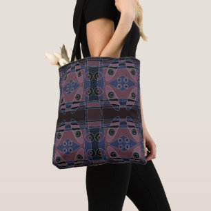 Tote Bag Chintz de Bohême 18 bleu violet noir blanc