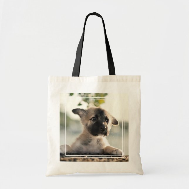 Tote Bag Chiot allemand sur la haie (Devant)