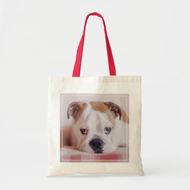 Tote Bag Chiot anglais timide de bouledogue (Devant)