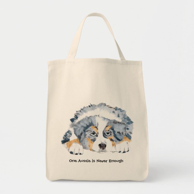 Tote Bag Chiot australien bleu de berger de Merle (Devant)