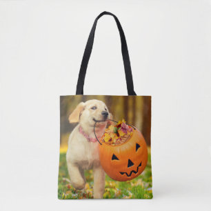 Tote Bag Chiot avec saut Citrouille