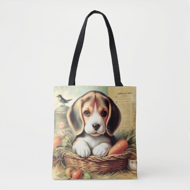 Tote Bag Chiot Beagle vintage (Devant)