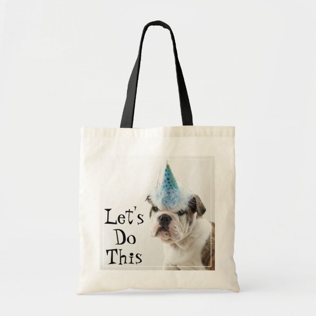 Tote Bag Chiot britannique de bouledogue utilisant un (Devant)
