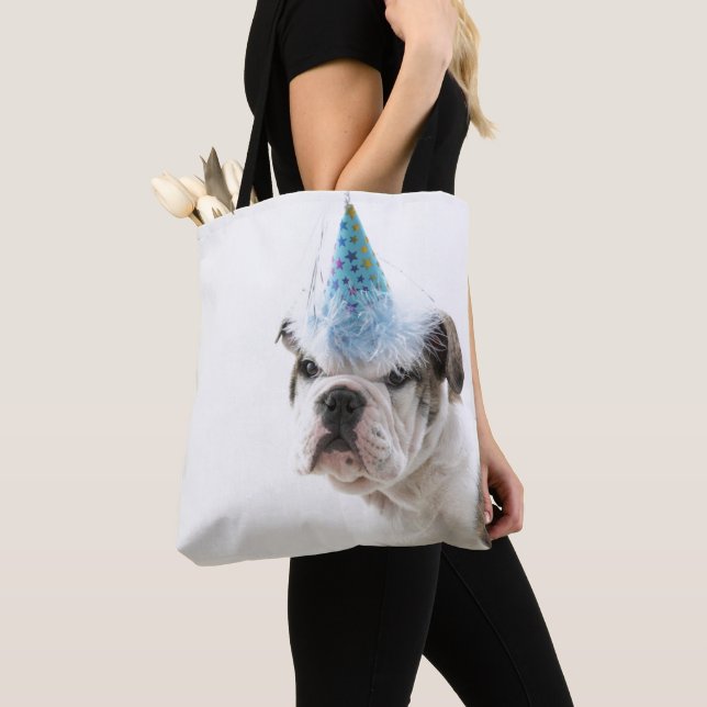 Tote Bag Chiot britannique de bouledogue utilisant un (De près)