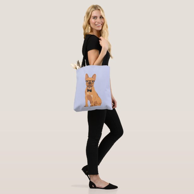 Tote Bag Chiot Brown de bouledogue français de hippie pour (Sur le modèle)