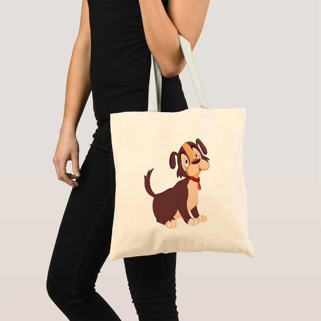 Tote Bag Chiot Brun Assis Chien Doux Heureux (Créateur téléchargé)