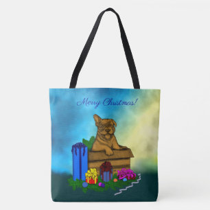 Tote Bag Chiot dans une boîte, Joyeux Noël