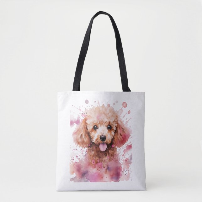 Tote Bag Chiot de caniche Brown, Chien de bébé, Couleurs, E (Devant)