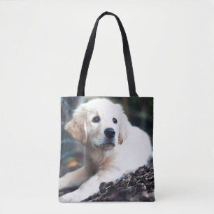 Tote Bag Chiot de Labrador jouant dans le jardin