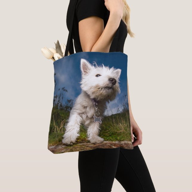 Tote Bag Chiot des montagnes occidental de Terrier (De près)