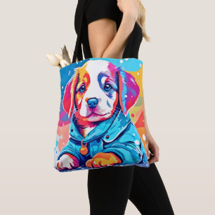 Tote Bag Chiot en design de manteau bleu