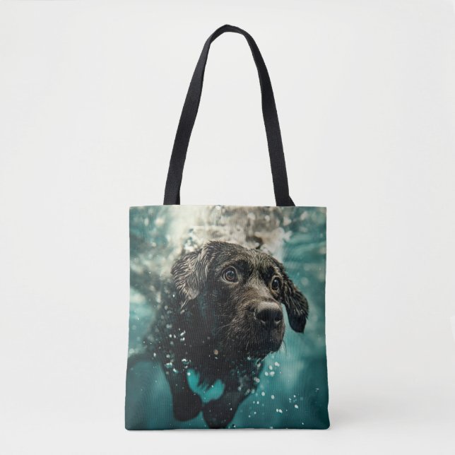 Tote Bag Chiot labrador nageant sous l'eau design (Devant)
