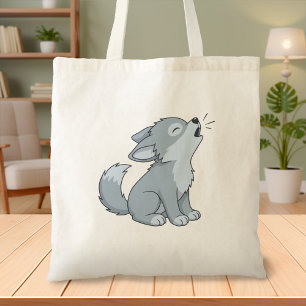 Tote Bag Chiot loup hurlant de dessin animé mignon