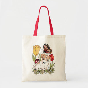 Tote Bag Chiot mignon avec le papillon, la coccinelle et