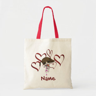 Tote Bag Chiot Mignon Et Personnalisé Avec Des Coeurs
