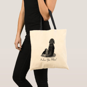 Tote Bag chiot noir et blanc beagle bouddin maman chien