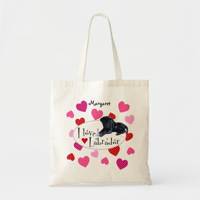 Tote Bag Chiot noir personnalisé de Labrador (Devant)