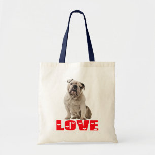 Tote Bag Chiots Bouledogue Anglais Marron & Blanc Chien Amo