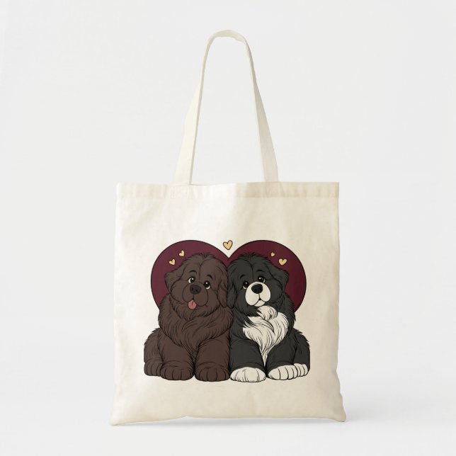 Tote Bag Chiots de Terre-Neuve câlins (Devant)