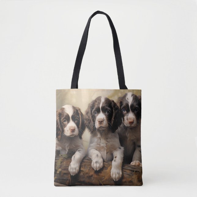 Tote Bag Chiots espagnols anglais (Devant)