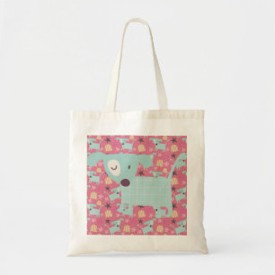 Tote Bag Chiots, étoiles et fleurs